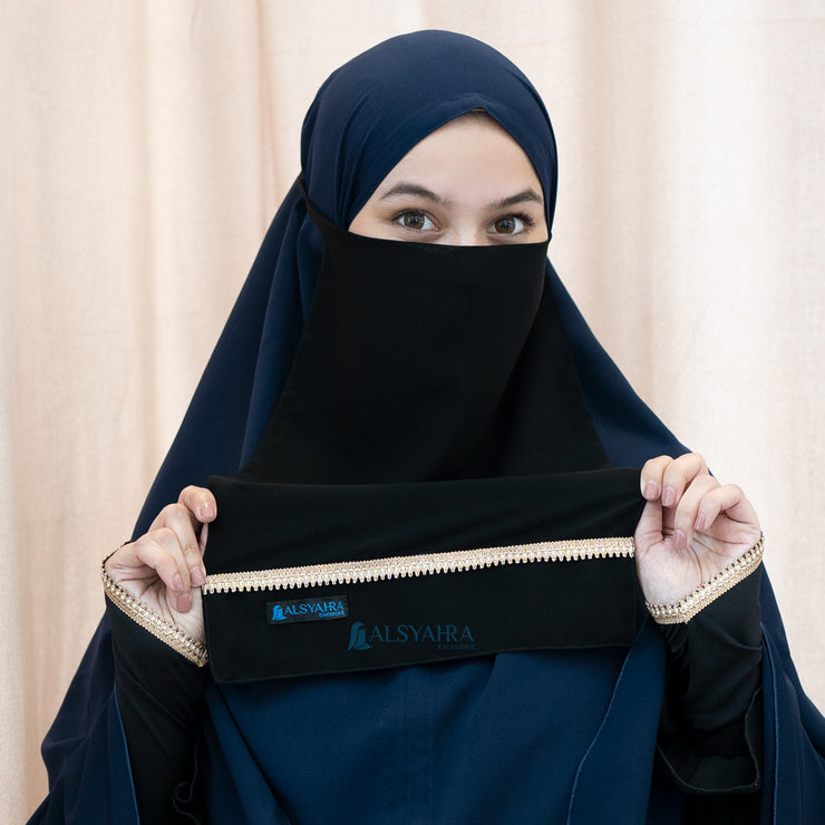 Cadar Tali New Shajara Stripe Sifon Jetblack Alsyahra Exclusive
