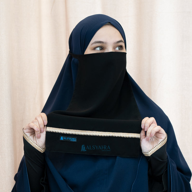 Cadar Tali New Shajara Stripe Sifon Jetblack Alsyahra Exclusive