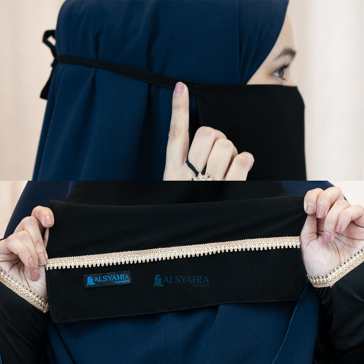 Cadar Tali New Shajara Stripe Sifon Jetblack Alsyahra Exclusive