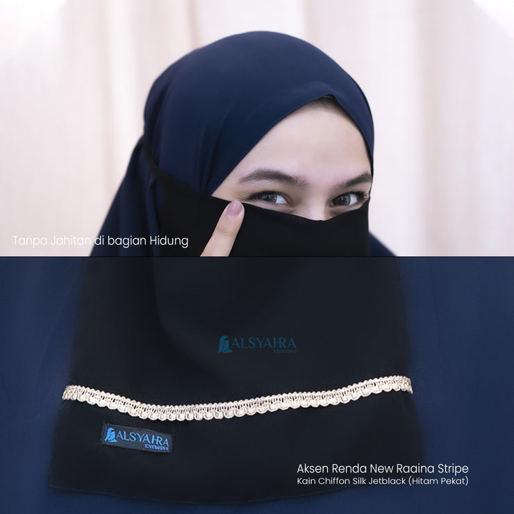 Cadar Tali New Raaina Stripe Sifon Jetblack Alsyahra Exclusive
