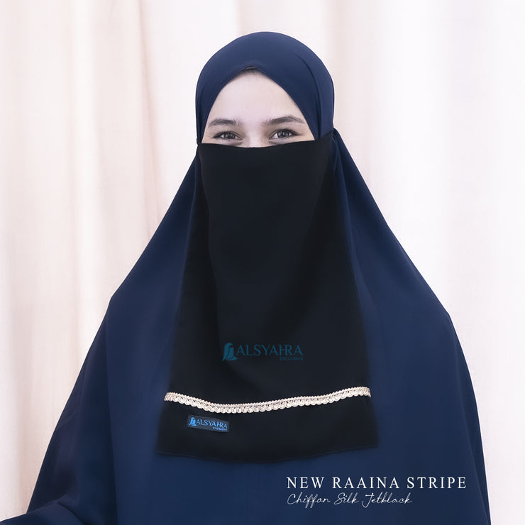 Cadar Tali New Raaina Stripe Sifon Jetblack Alsyahra Exclusive
