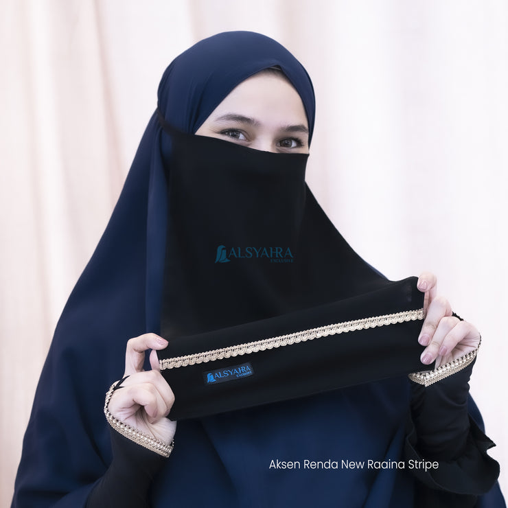 Cadar Tali New Raaina Stripe Sifon Jetblack Alsyahra Exclusive
