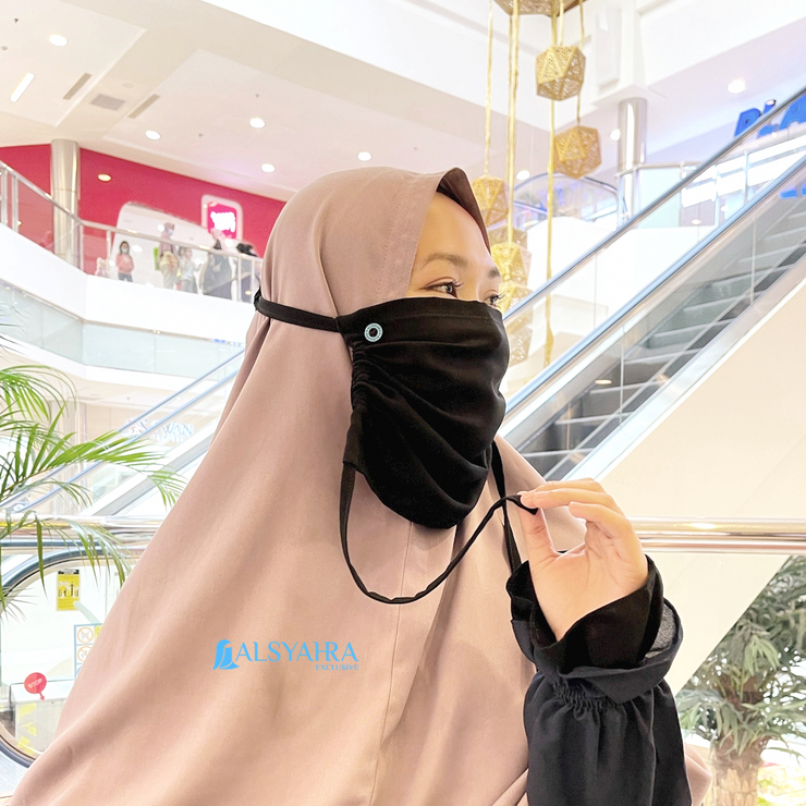 Masker Cadar Raudhah Jetblack Alsyahra Exclusive