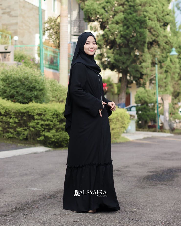 Alsyahra Exclusive Gamis Abaya Outer Hawwa Multifungsi Jetblack