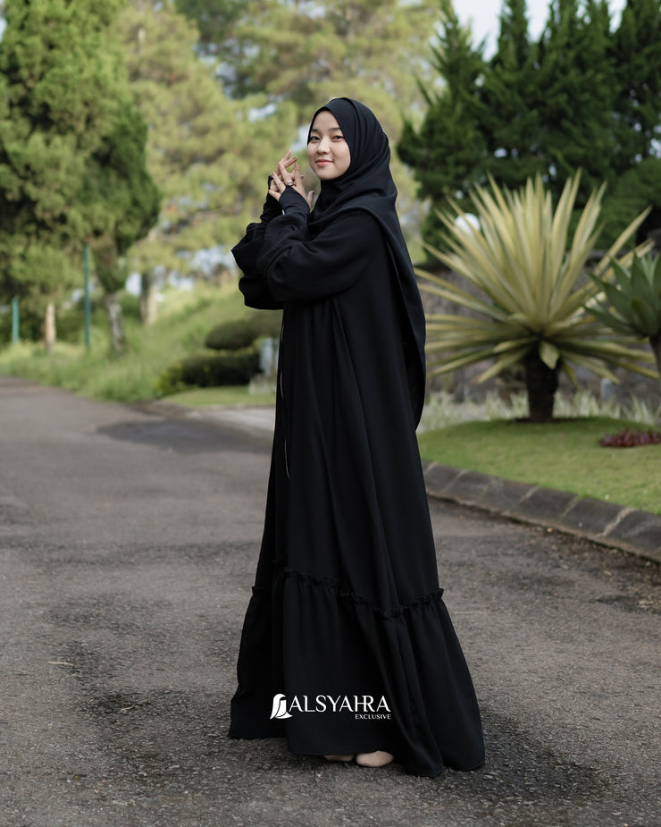 Alsyahra Exclusive Gamis Abaya Outer Hawwa Multifungsi Jetblack