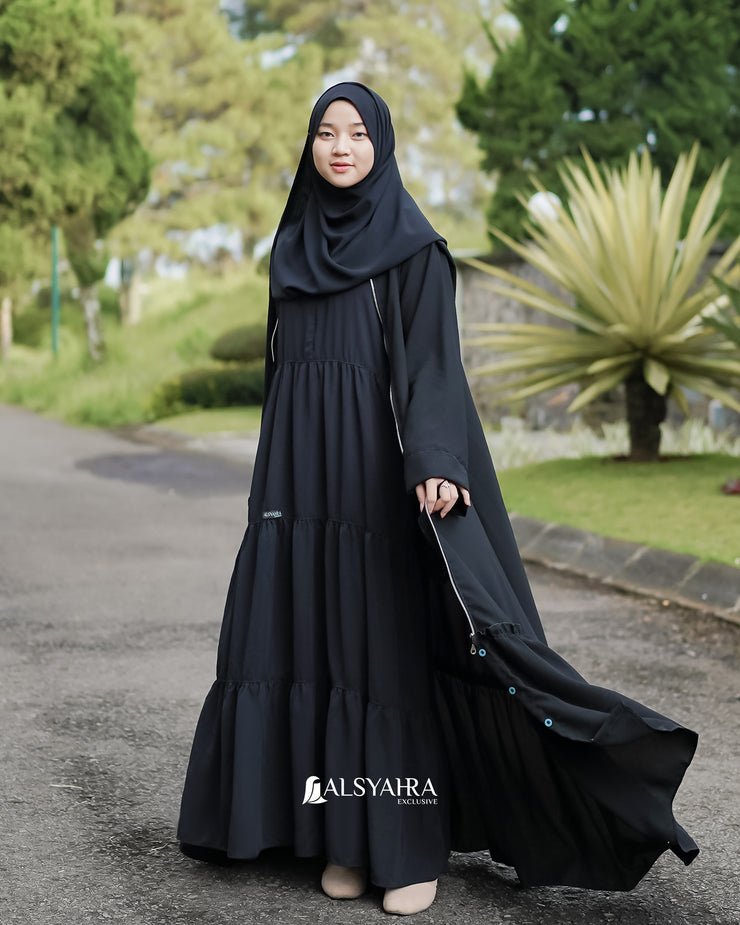Alsyahra Exclusive Gamis Abaya Outer Hawwa Multifungsi Jetblack