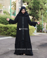 Alsyahra Exclusive Gamis Abaya Outer Hawwa Multifungsi Jetblack