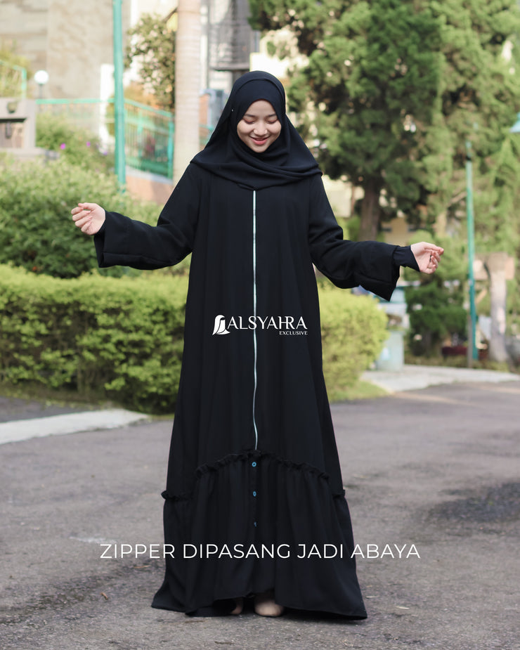Alsyahra Exclusive Gamis Abaya Outer Hawwa Multifungsi Jetblack