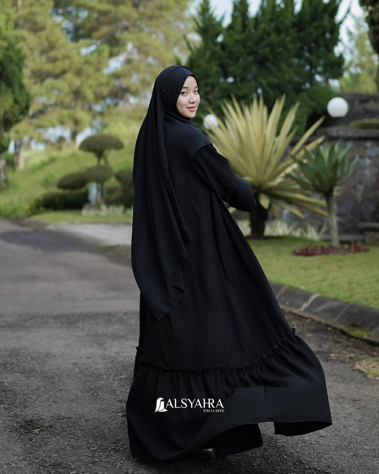 Alsyahra Exclusive Gamis Abaya Outer Hawwa Multifungsi Jetblack