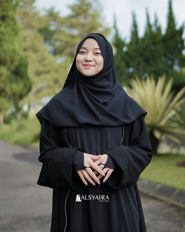 Alsyahra Exclusive Gamis Abaya Outer Hawwa Multifungsi Jetblack