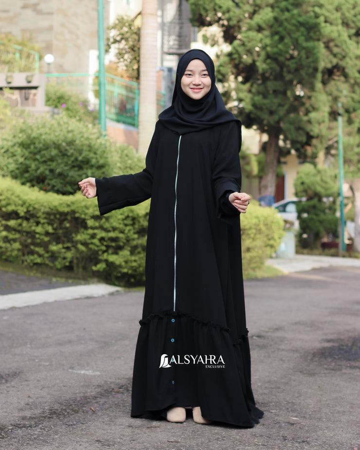 Alsyahra Exclusive Gamis Abaya Outer Hawwa Multifungsi Jetblack