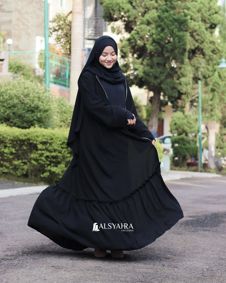 Alsyahra Exclusive Gamis Abaya Outer Hawwa Multifungsi Jetblack