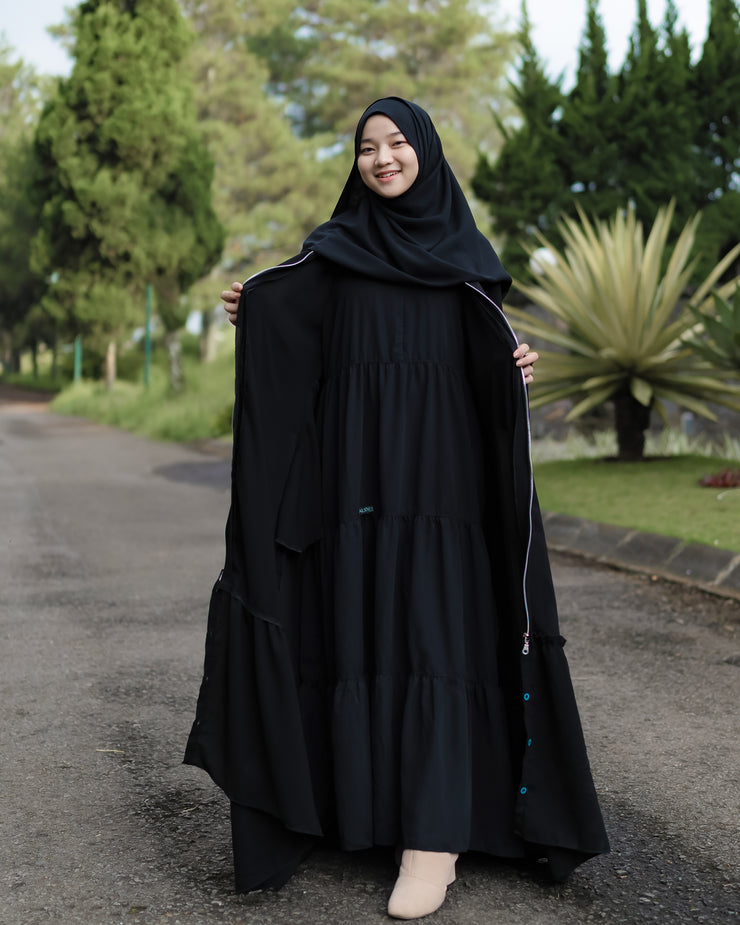 Alsyahra Exclusive Gamis Abaya Outer Hawwa Multifungsi Jetblack