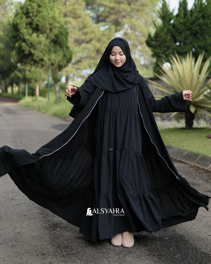 Alsyahra Exclusive Gamis Abaya Outer Hawwa Multifungsi Jetblack