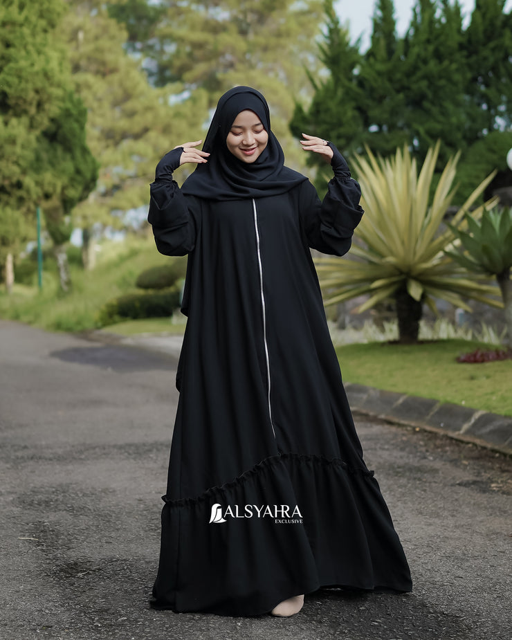 Alsyahra Exclusive Gamis Abaya Outer Hawwa Multifungsi Jetblack