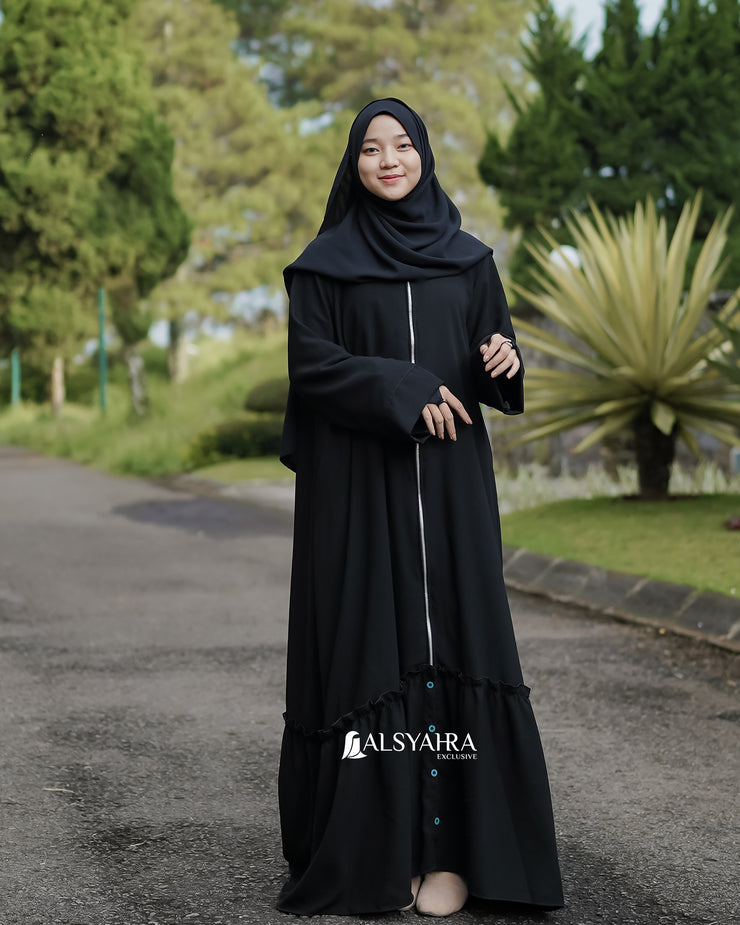 Alsyahra Exclusive Gamis Abaya Outer Hawwa Multifungsi Jetblack