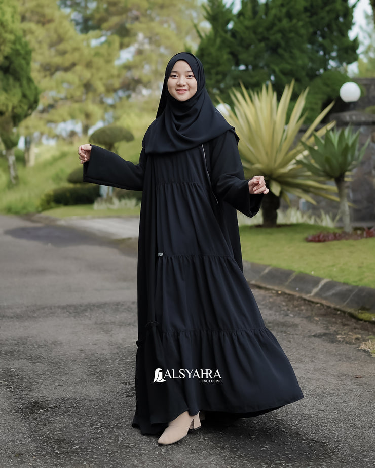 Alsyahra Exclusive Gamis Abaya Outer Hawwa Multifungsi Jetblack