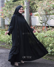 Alsyahra Exclusive Gamis Abaya Outer Sarah Multifungsi Jetblack
