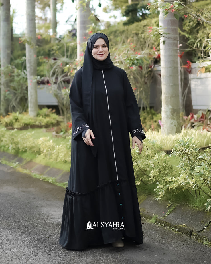 Alsyahra Exclusive Gamis Abaya Outer Sarah Multifungsi Jetblack