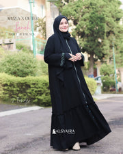 Alsyahra Exclusive Gamis Abaya Outer Sarah Multifungsi Jetblack