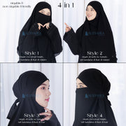 French Khimar Ayumi Anatolia Size L Sifon Silk Jetblack by Alsyahra Exclusive