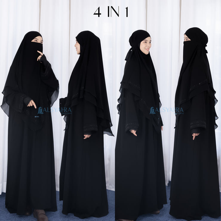 French Khimar Ayumi Anatolia Size L Sifon Silk Jetblack by Alsyahra Exclusive
