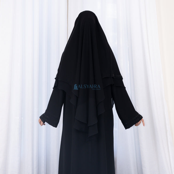 French Khimar Ayumi Anatolia Size L Sifon Silk Jetblack by Alsyahra Exclusive