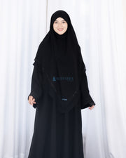 French Khimar Ayumi Anatolia Size L Sifon Silk Jetblack by Alsyahra Exclusive
