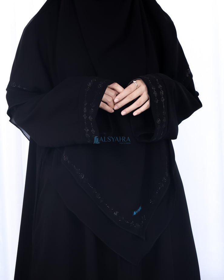 French Khimar Ayumi Anatolia Size L Sifon Silk Jetblack by Alsyahra Exclusive