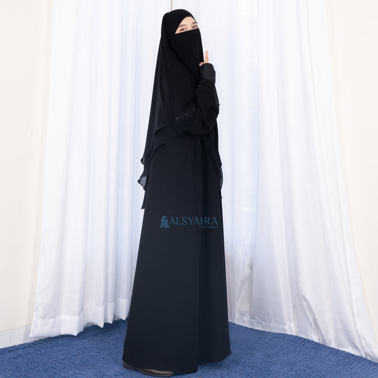 French Khimar Ayumi Anatolia Size L Sifon Silk Jetblack by Alsyahra Exclusive