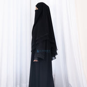 French Khimar Ayumi Anatolia Size L Sifon Silk Jetblack by Alsyahra Exclusive