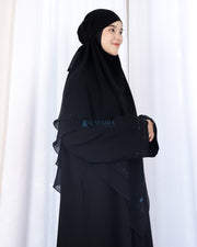 French Khimar Ayumi Anatolia Size L Sifon Silk Jetblack by Alsyahra Exclusive