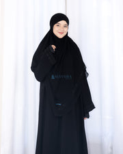 French Khimar Ayumi Anatolia Size L Sifon Silk Jetblack by Alsyahra Exclusive