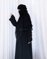 French Khimar Ayumi Anatolia Size L Sifon Silk Jetblack by Alsyahra Exclusive