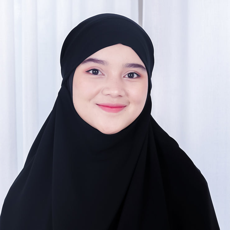 French Khimar Ayumi Anatolia Size L Sifon Silk Jetblack by Alsyahra Exclusive