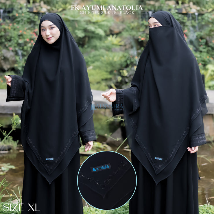 French Khimar Ayumi Anatolia Size XL Sifon Silk Jetblack Alsyahra Exclusive