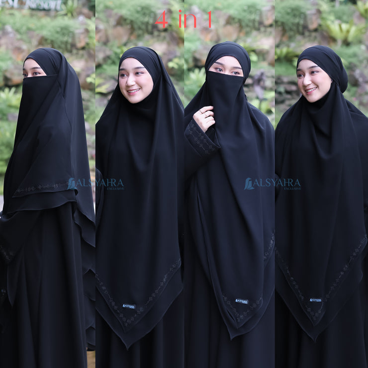 French Khimar Ayumi Anatolia Size XL Sifon Silk Jetblack Alsyahra Exclusive