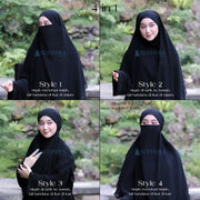 French Khimar Ayumi Anatolia Size XL Sifon Silk Jetblack Alsyahra Exclusive