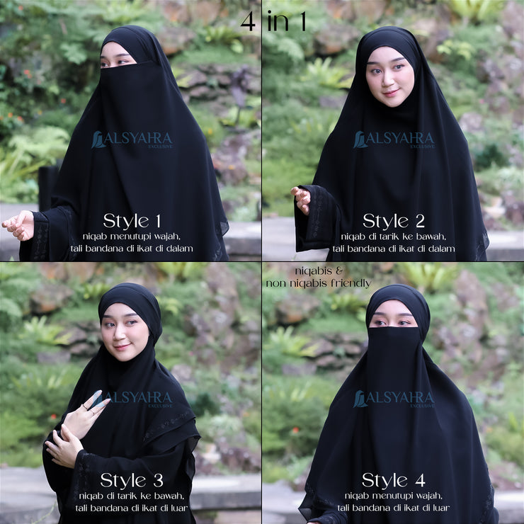 French Khimar Ayumi Anatolia Size XL Sifon Silk Jetblack Alsyahra Exclusive
