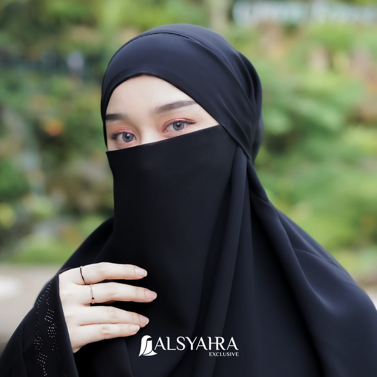 French Khimar Ayumi Anatolia Size XL Sifon Silk Jetblack Alsyahra Exclusive