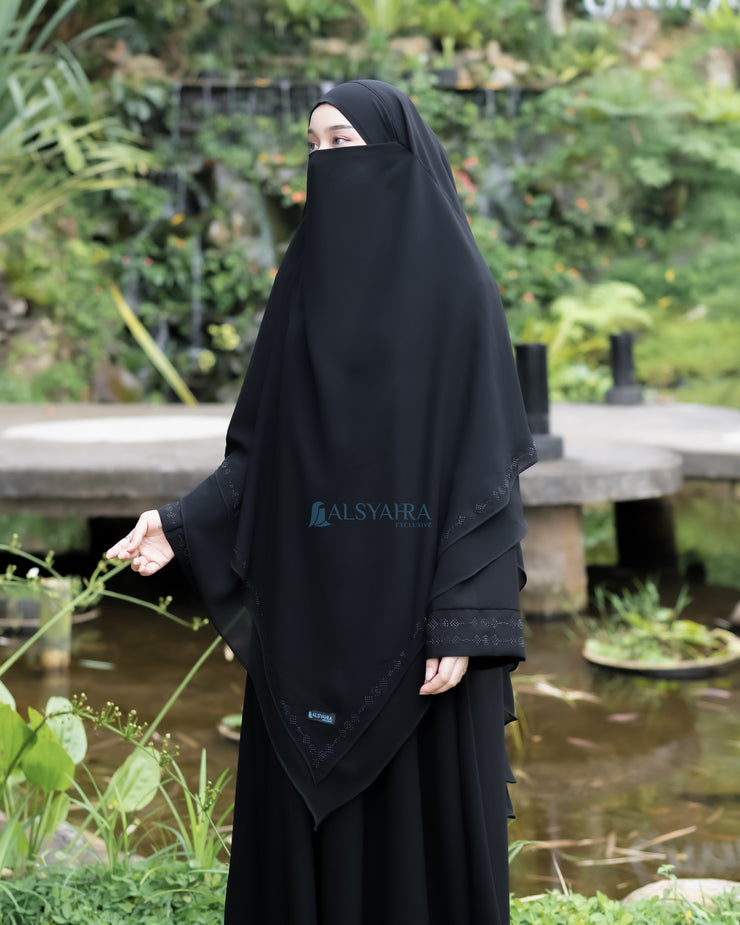 French Khimar Ayumi Anatolia Size XL Sifon Silk Jetblack Alsyahra Exclusive