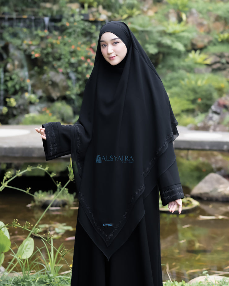 French Khimar Ayumi Anatolia Size XL Sifon Silk Jetblack Alsyahra Exclusive