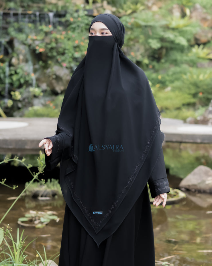 French Khimar Ayumi Anatolia Size XL Sifon Silk Jetblack Alsyahra Exclusive