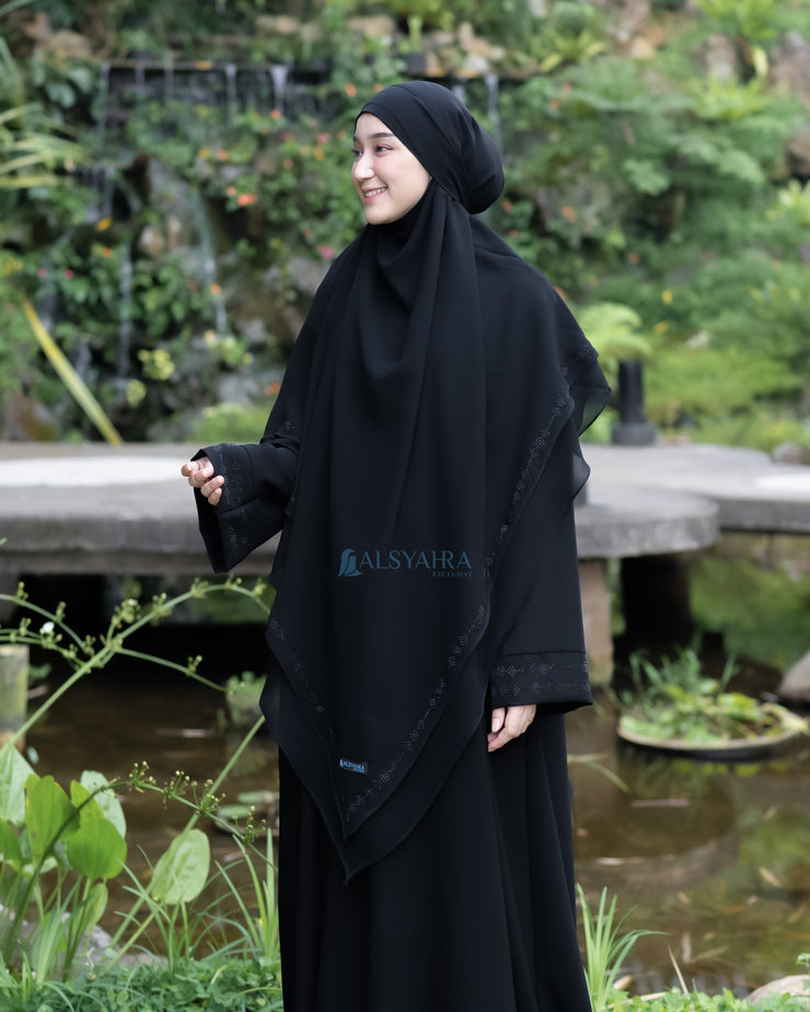 French Khimar Ayumi Anatolia Size XL Sifon Silk Jetblack Alsyahra Exclusive