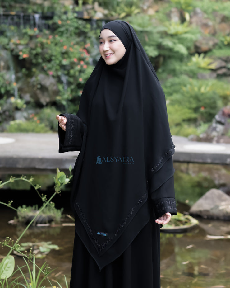 French Khimar Ayumi Anatolia Size XL Sifon Silk Jetblack Alsyahra Exclusive