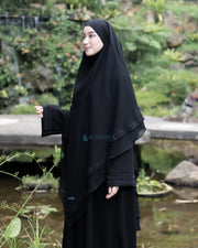 French Khimar Ayumi Anatolia Size XL Sifon Silk Jetblack Alsyahra Exclusive
