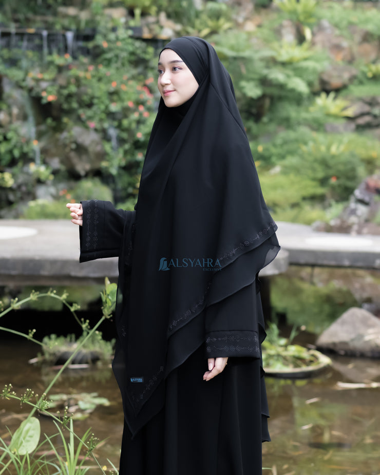 French Khimar Ayumi Anatolia Size XL Sifon Silk Jetblack Alsyahra Exclusive
