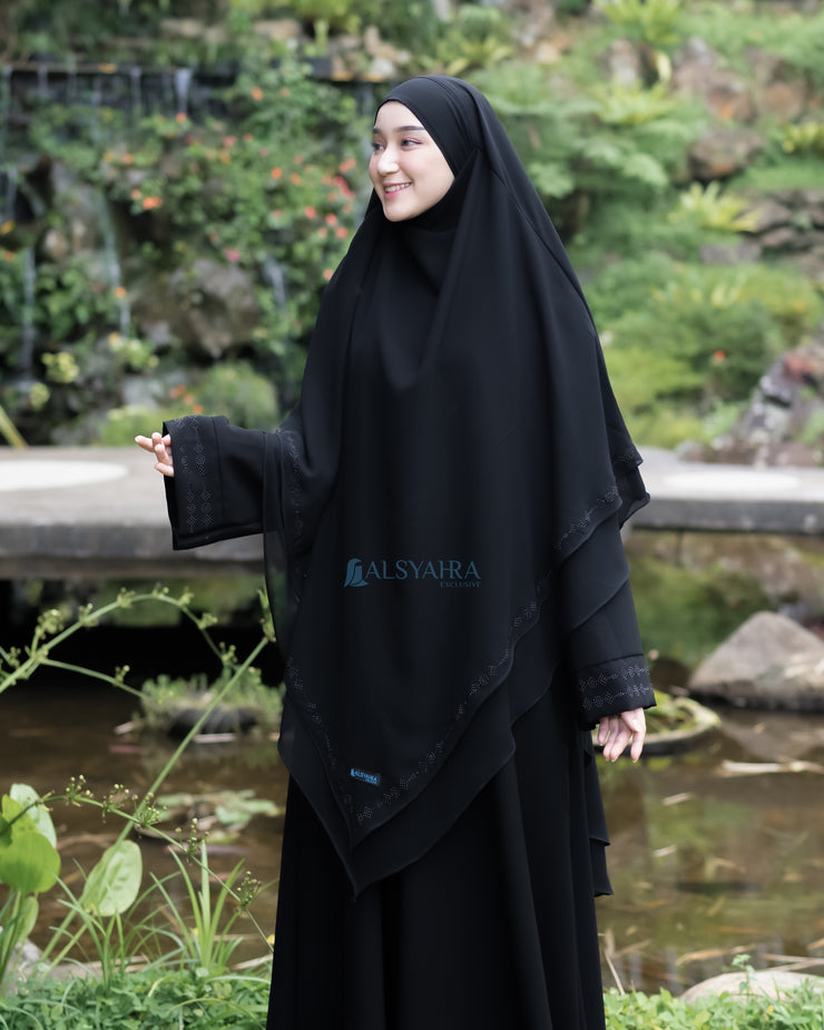 French Khimar Ayumi Anatolia Size XL Sifon Silk Jetblack Alsyahra Exclusive