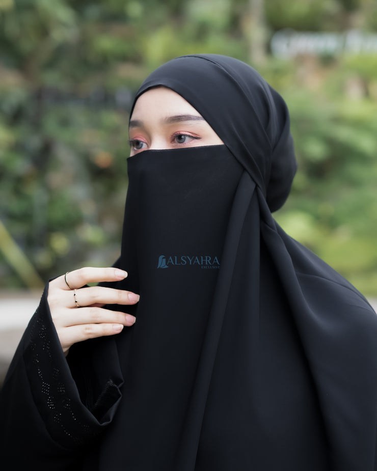 French Khimar Ayumi Anatolia Size XL Sifon Silk Jetblack Alsyahra Exclusive