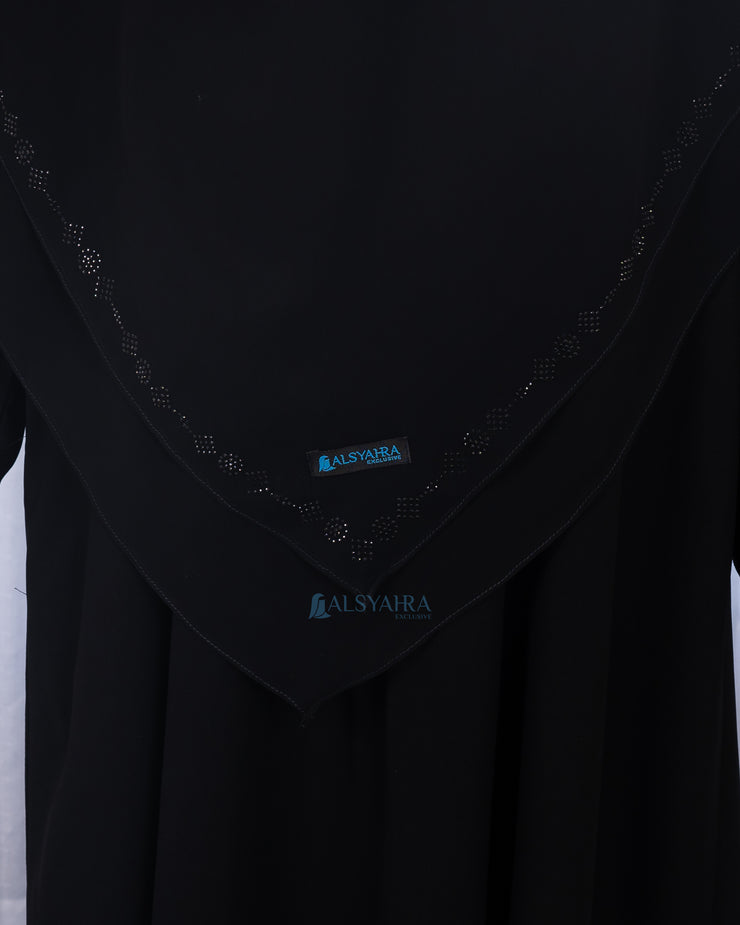 French Khimar Ayumi Anatolia Size XL Sifon Silk Jetblack Alsyahra Exclusive